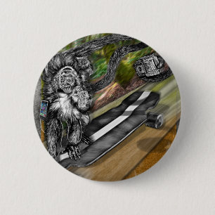 Badge Rond 5 Cm Selfie de patinage Simian