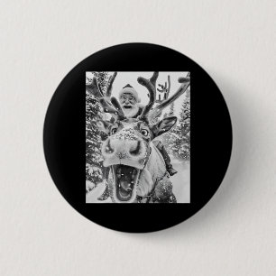 Badge Rond 5 Cm Selfie de rennes de Noël amusant Santa Claus Noël