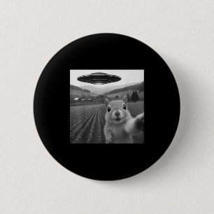 Badge Rond 5 Cm Selfie D'Écureuil Avec Alien Ufo Drôle Pour Les Fe