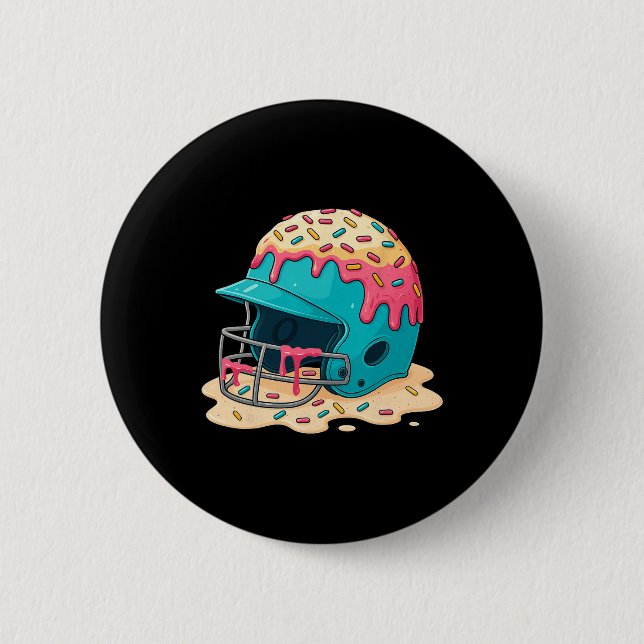 Badge Rond 5 Cm Sell Catcher Helmet With Face Mask Ice-cream Dripp (Devant)