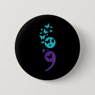 Badge Rond 5 Cm Semicolon de papillon Sensibilisation au suicide S
