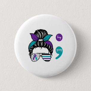 Badge Rond 5 Cm Semicolon de sensibilisation à la prévention du su