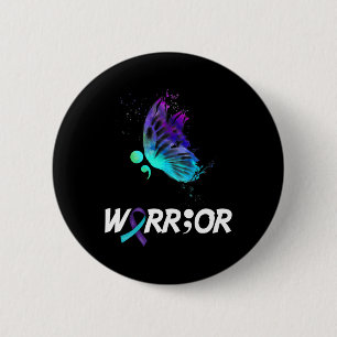 Badge Rond 5 Cm Semicolon du papillon guerrier Prévention du suici