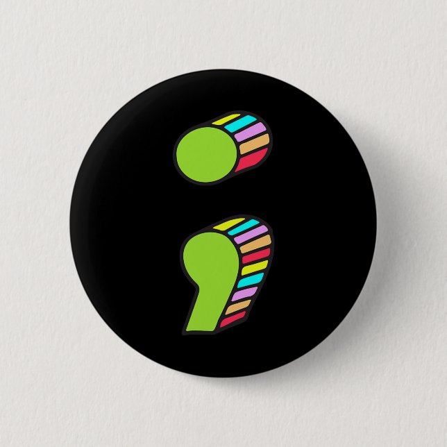 Badge Rond 5 Cm Semicolon T (Devant)