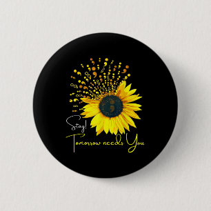 Badge Rond 5 Cm Semicolon Tournesol Prévention du suicide Sensibil