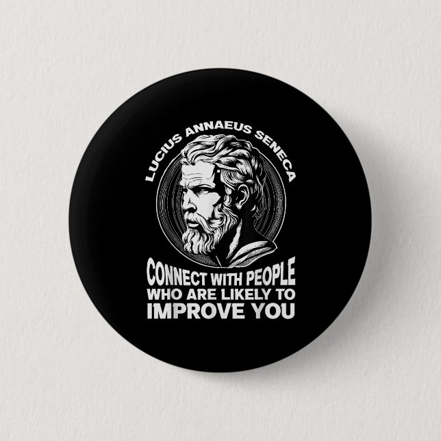 Badge Rond 5 Cm Seneca Philosophe stoïque Motivation auto-améliore (Devant)