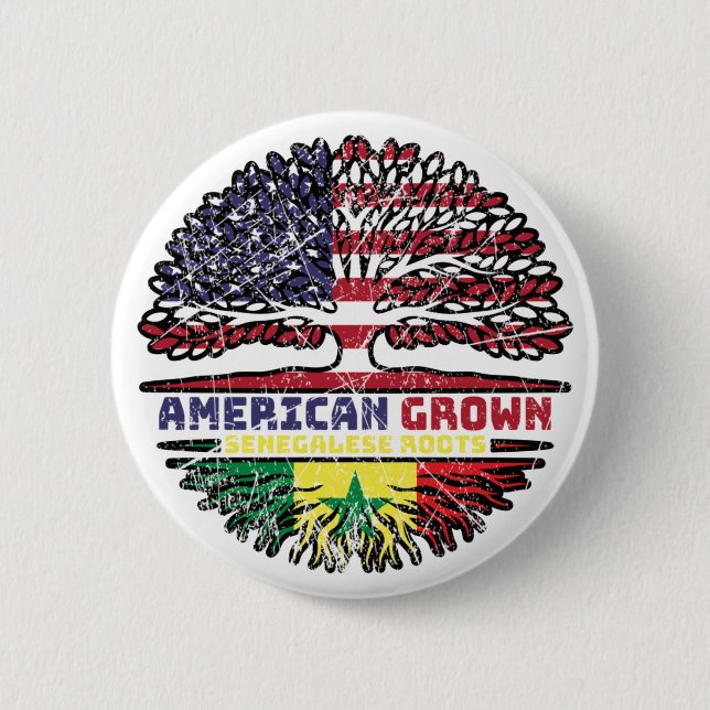 Badge Rond 5 Cm Sénégal Sénégalais Etats-Unis Etats-Unis (Devant)