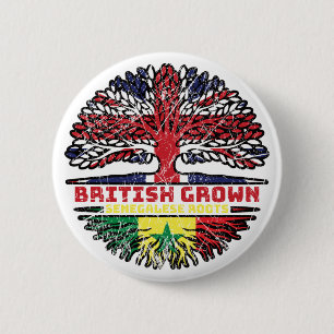 Badge Rond 5 Cm Sénégal Sénégalais Royaume-Uni Britannique Arbre