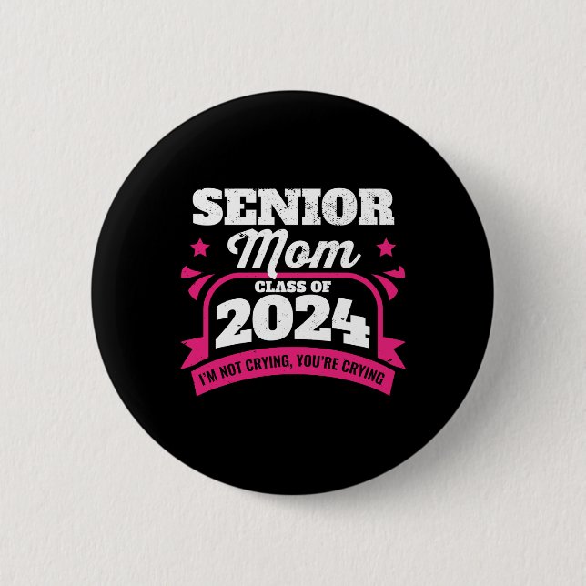 Badge Rond 5 Cm Senior Mom Class of 2024 Proud Mama Graduation (Devant)
