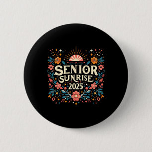 Badge Rond 5 Cm Senior Sunrise 2025 École secondaire Vintage Fleur