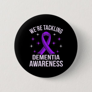 Badge Rond 5 Cm Sensibilisation à la démence Alzheimer Pourpre