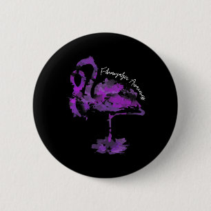 Badge Rond 5 Cm Sensibilisation à la fibromyalgie du Flamant rose