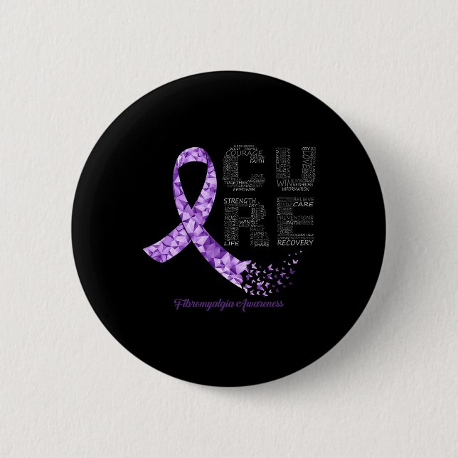 Badge Rond 5 Cm Sensibilisation à la fibromyalgie du ruban pourpre (Devant)