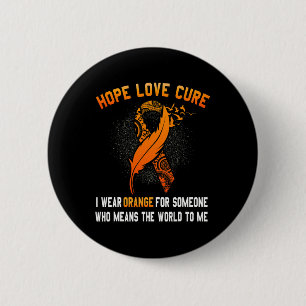 Badge Rond 5 Cm Sensibilisation à la leucémie Cancer Orange Ribbon