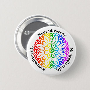 Badge Rond 5 Cm Sensibilisation à la neurodiversité Bouton Rainbow