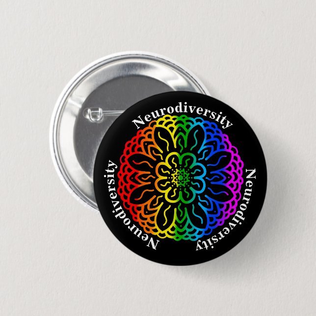 Badge Rond 5 Cm Sensibilisation à la neurodiversité Bouton Rainbow (Devant & derrière)