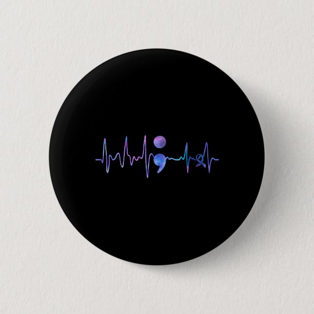 Badge Rond 5 Cm Sensibilisation à la prévention du suicide Heartbe (Devant)