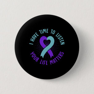 Badge Rond 5 Cm Sensibilisation À La Prévention Du Suicide Rose Et