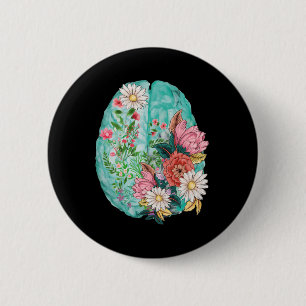 Badge Rond 5 Cm Sensibilisation à la santé mentale du cerveau huma