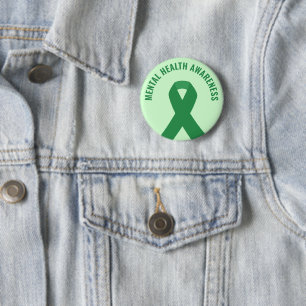 Badge Rond 5 Cm Sensibilisation à la santé mentale Ribbon vert