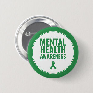 Badge Rond 5 Cm Sensibilisation à la santé mentale Ribbon vert