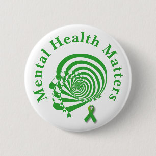 Badge Rond 5 Cm Sensibilisation à la santé mentale Ribbon vert