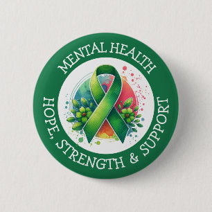 Badge Rond 5 Cm Sensibilisation à la santé mentale - Soutien Force