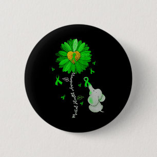 Badge Rond 5 Cm Sensibilisation à la santé mentale Tournesol Vert 