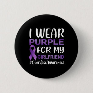 Badge Rond 5 Cm Sensibilisation À La Surdose Je Porte Du Violet Po