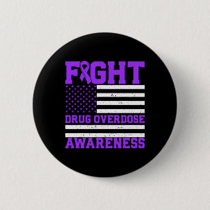 Badge Rond 5 Cm Sensibilisation à la toxicomanie États-Unis Drapea