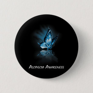 Badge Rond 5 Cm Sensibilisation à l'albopécie du ruban papillon
