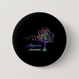 Badge Rond 5 Cm Sensibilisation à l'alopécie du ruban de l'arbre