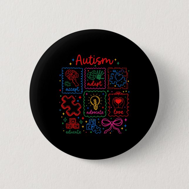 Badge Rond 5 Cm Sensibilisation à l'autisme, Acceptation de l'auti (Devant)