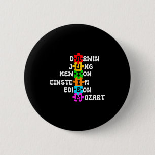 Badge Rond 5 Cm Sensibilisation à l'autisme Darwin Jung Newton Ein