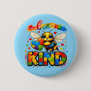 Badge Rond 5 Cm Sensibilisation à l'autisme sois gentil