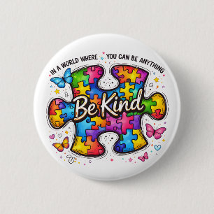 Badge Rond 5 Cm Sensibilisation à l'autisme Sois gentil