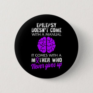 Badge Rond 5 Cm Sensibilisation à l'épilepsie Mère pourpre Ribbon
