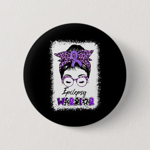 Badge Rond 5 Cm Sensibilisation à l'épilepsie Messy Bun Guerrier L