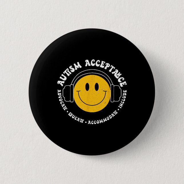 Badge Rond 5 Cm Sensibilisation Acceptation Autisme Visage Sourire (Devant)