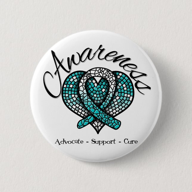 Badge Rond 5 Cm Sensibilisation au cancer du col utérin Mosaïque C (Devant)