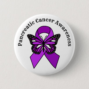 Badge Rond 5 Cm Sensibilisation au cancer du pancréas Papillon