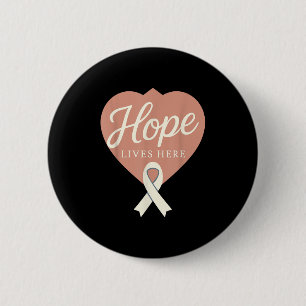 Badge Rond 5 Cm Sensibilisation au cancer du poumon Blanc Ruban Gu