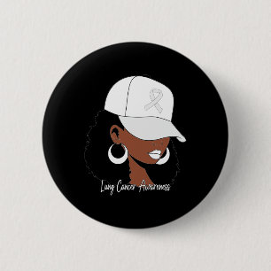 Badge Rond 5 Cm Sensibilisation au cancer du poumon Femme noire Ru