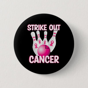 Badge Rond 5 Cm Sensibilisation au cancer du sein - Bowling Pink