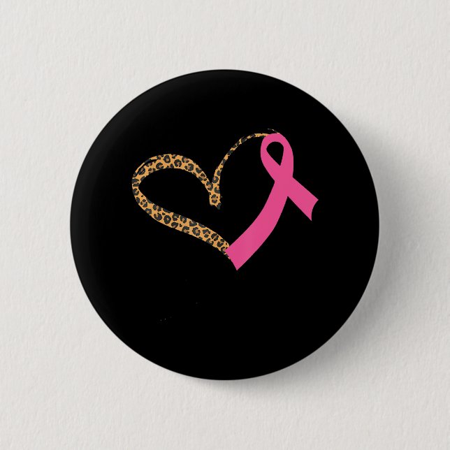 Badge Rond 5 Cm Sensibilisation au cancer du sein Coeur Empreinte  (Devant)