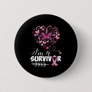 Badge Rond 5 Cm Sensibilisation au cancer du sein Coeur papillon r