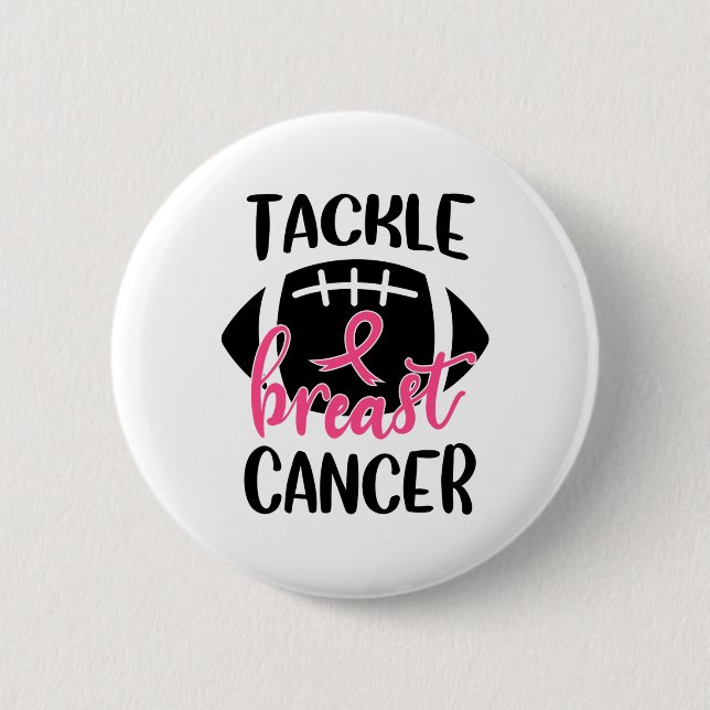 Badge Rond 5 Cm Sensibilisation au cancer du sein Football Ruban T (Devant)