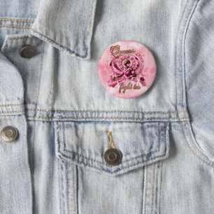 Badge Rond 5 Cm Sensibilisation au cancer du sein rose Femme noire