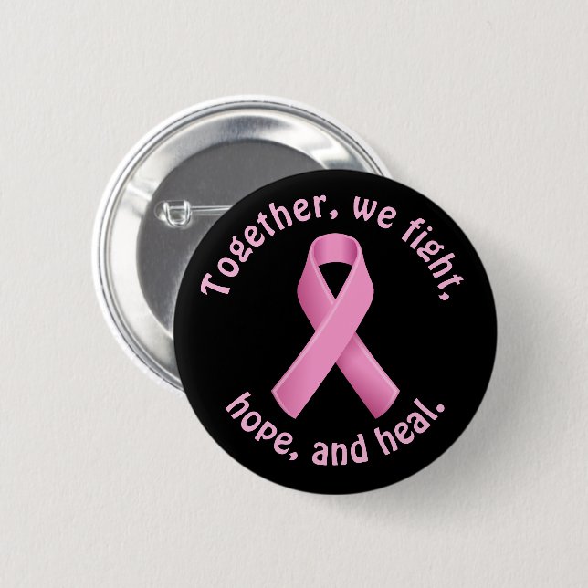 Badge Rond 5 Cm Sensibilisation au cancer du sein Ruban rose (Devant & derrière)