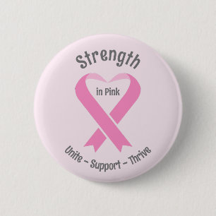 Badge Rond 5 Cm Sensibilisation au cancer du sein Ruban rose